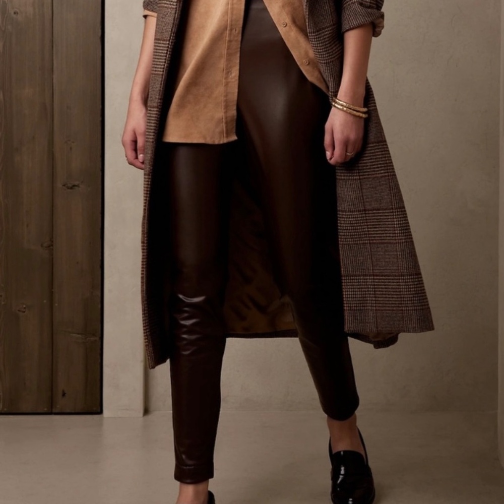Banana Republic Faux Leather Pants/ Leggings Brown Size Petite XS